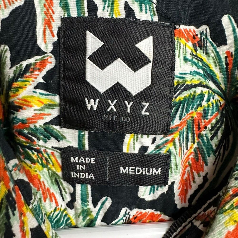 Hawaiian Shirt Mens Medium‎ Button Up Palm Trees Blue Green Black Tropical WXYZ - Picture 4 of 6